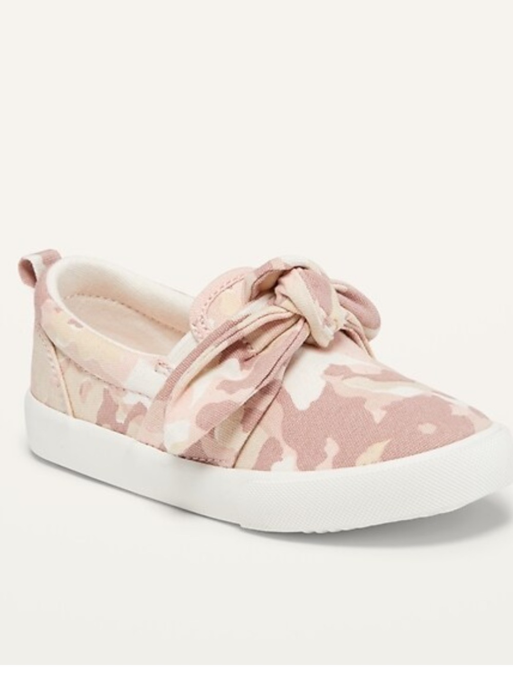 NWT Pink Camo Canvas Bow Slip-On Sneakers
